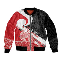Toitu Te Tiriti Me Te Whakaputanga Bomber Jacket Maori Wahaika With Haka Face
