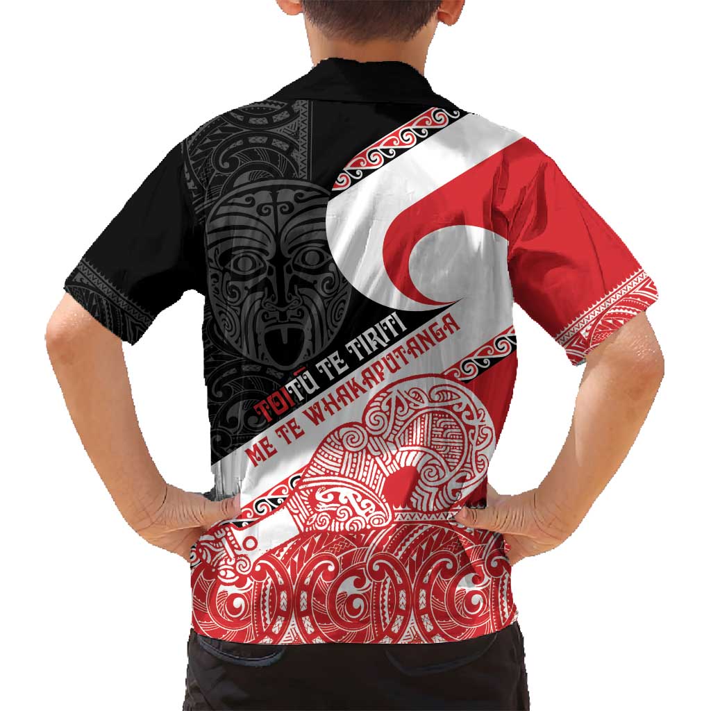 Toitu Te Tiriti Me Te Whakaputanga Family Matching Off Shoulder Maxi Dress and Hawaiian Shirt Maori Wahaika With Haka Face LT14 - Polynesian Pride
