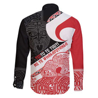 Toitu Te Tiriti Me Te Whakaputanga Family Matching Off Shoulder Short Dress and Hawaiian Shirt Maori Wahaika With Haka Face LT14 - Polynesian Pride