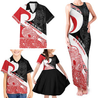 Toitu Te Tiriti Me Te Whakaputanga Family Matching Tank Maxi Dress and Hawaiian Shirt Maori Wahaika With Haka Face LT14 - Polynesian Pride
