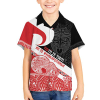 Toitu Te Tiriti Me Te Whakaputanga Kid Hawaiian Shirt Maori Wahaika With Haka Face LT14 Kid Red - Polynesian Pride