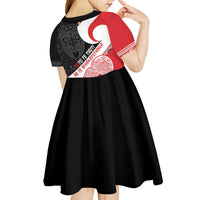 Toitu Te Tiriti Me Te Whakaputanga Kid Short Sleeve Dress Maori Wahaika With Haka Face LT14 - Polynesian Pride