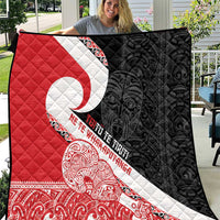 Toitu Te Tiriti Me Te Whakaputanga Quilt Maori Wahaika With Haka Face LT14 Red - Polynesian Pride