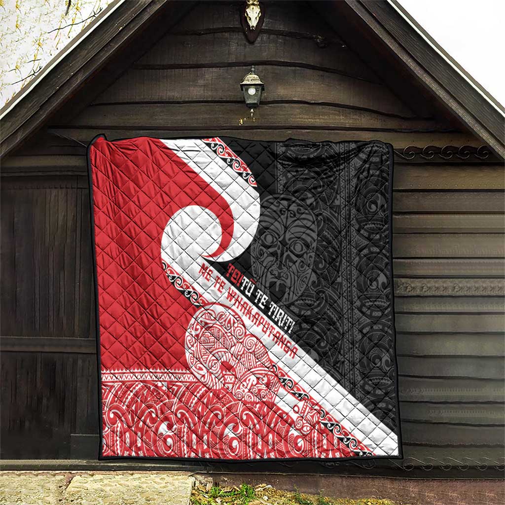 Toitu Te Tiriti Me Te Whakaputanga Quilt Maori Wahaika With Haka Face LT14 - Polynesian Pride