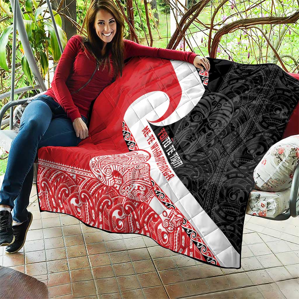 Toitu Te Tiriti Me Te Whakaputanga Quilt Maori Wahaika With Haka Face LT14 - Polynesian Pride