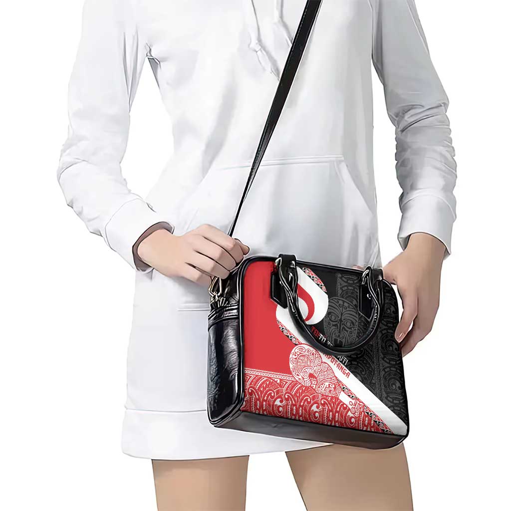 Toitu Te Tiriti Me Te Whakaputanga Shoulder Handbag Maori Wahaika With Haka Face