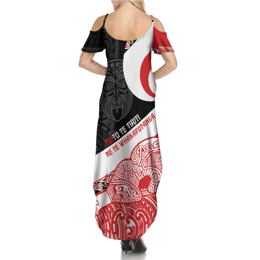 Toitu Te Tiriti Me Te Whakaputanga Summer Maxi Dress Maori Wahaika With Haka Face