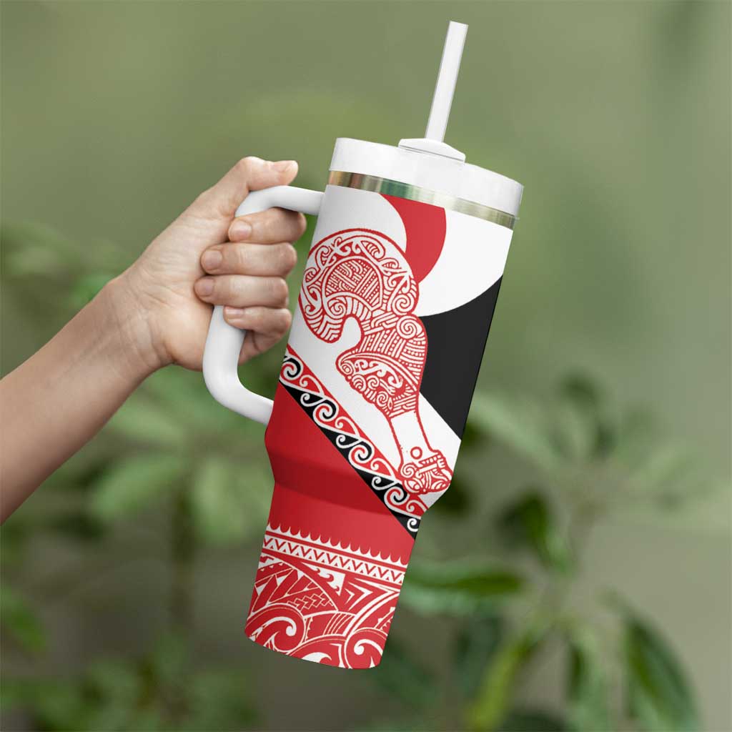 Toitu Te Tiriti Me Te Whakaputanga Tumbler With Handle Maori Wahaika With Haka Face LT14 - Polynesian Pride