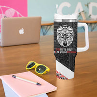 Toitu Te Tiriti Me Te Whakaputanga Tumbler With Handle Maori Wahaika With Haka Face LT14 - Polynesian Pride