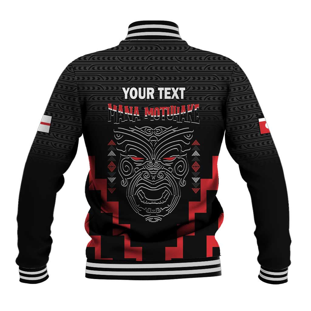 Personalised Toitu Te Tiriti Mana Maori Motuhake Baseball Jacket Aotearoa Haka Face Mix Poutama Art LT14 - Polynesian Pride