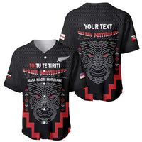 Personalised Toitu Te Tiriti Mana Maori Motuhake Baseball Jersey Aotearoa Haka Face Mix Poutama Art LT14 - Polynesian Pride