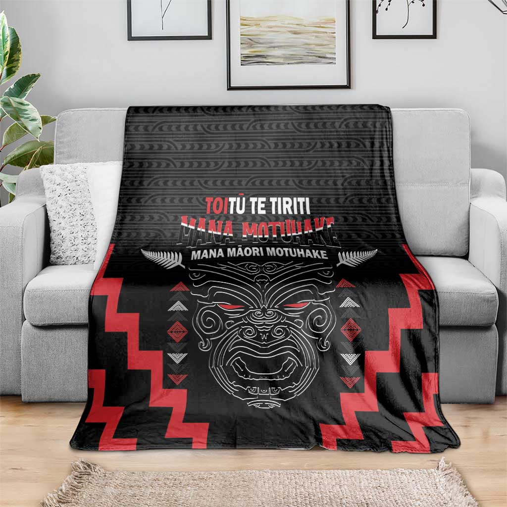 Personalised Toitu Te Tiriti Mana Maori Motuhake Blanket Aotearoa Haka Face Mix Poutama Art