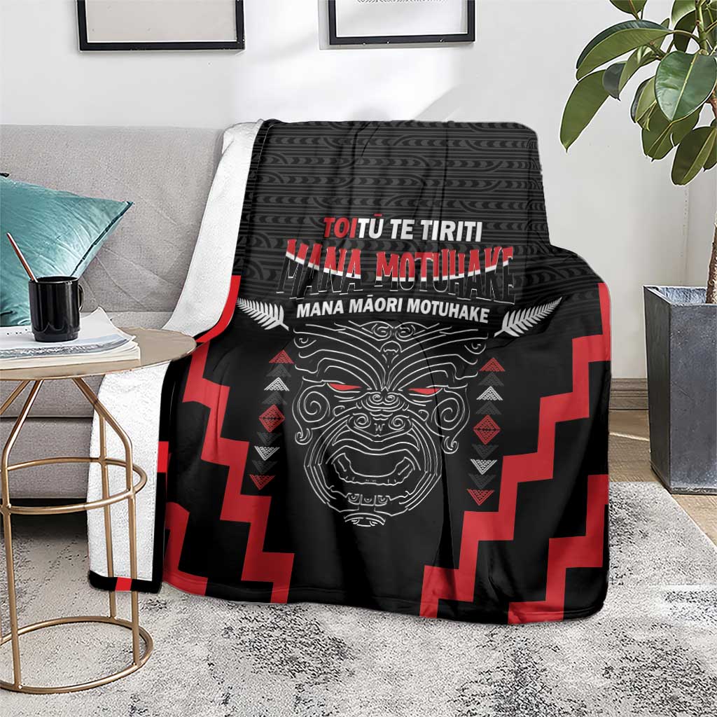 Personalised Toitu Te Tiriti Mana Maori Motuhake Blanket Aotearoa Haka Face Mix Poutama Art