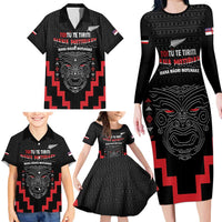 Personalised Toitu Te Tiriti Mana Maori Motuhake Family Matching Long Sleeve Bodycon Dress and Hawaiian Shirt Aotearoa Haka Face Mix Poutama Art LT14 - Polynesian Pride