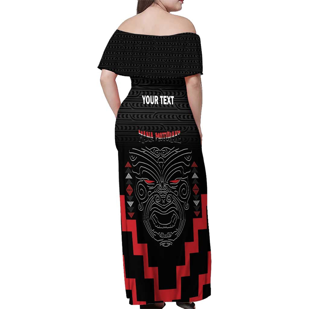 Personalised Toitu Te Tiriti Mana Maori Motuhake Family Matching Off Shoulder Maxi Dress and Hawaiian Shirt Aotearoa Haka Face Mix Poutama Art LT14 - Polynesian Pride