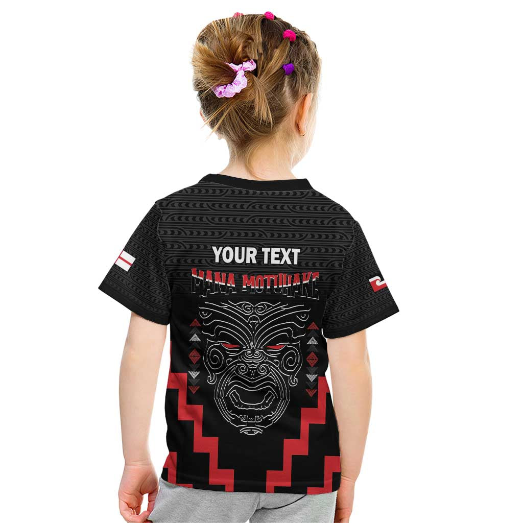 Personalised Toitu Te Tiriti Mana Maori Motuhake Kid T Shirt Aotearoa Haka Face Mix Poutama Art LT14 - Polynesian Pride