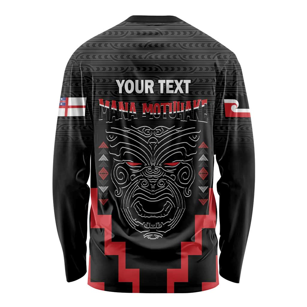 Personalised Toitu Te Tiriti Mana Maori Motuhake Long Sleeve Shirt Aotearoa Haka Face Mix Poutama Art