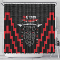 Personalised Toitu Te Tiriti Mana Maori Motuhake Shower Curtain Aotearoa Haka Face Mix Poutama Art LT14 - Polynesian Pride