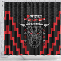 Personalised Toitu Te Tiriti Mana Maori Motuhake Shower Curtain Aotearoa Haka Face Mix Poutama Art LT14 - Polynesian Pride