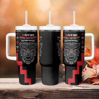 Toitu Te Tiriti Mana Maori Motuhake Tumbler With Handle Aotearoa Haka Face Mix Poutama Art LT14 - Polynesian Pride