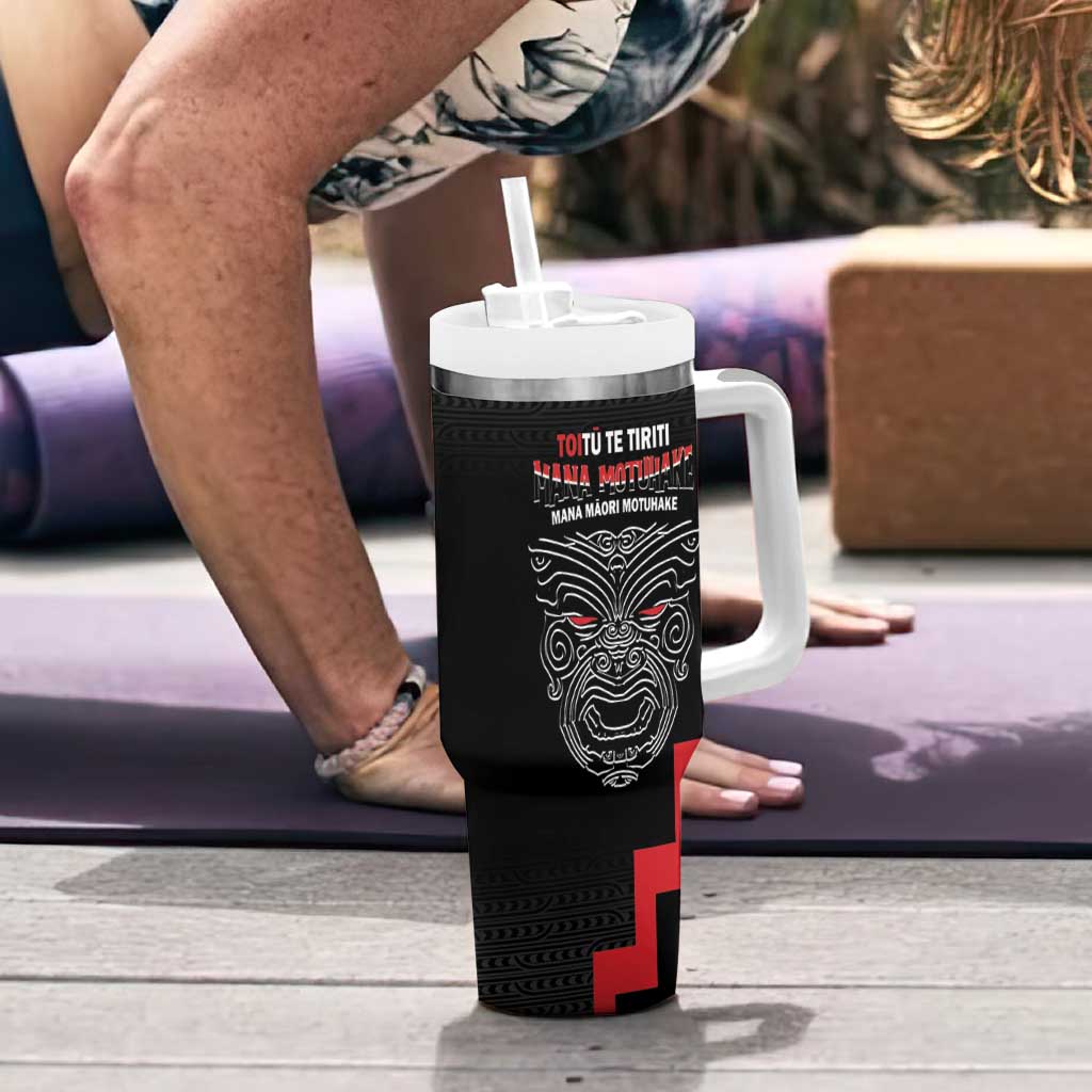 Toitu Te Tiriti Mana Maori Motuhake Tumbler With Handle Aotearoa Haka Face Mix Poutama Art LT14 - Polynesian Pride