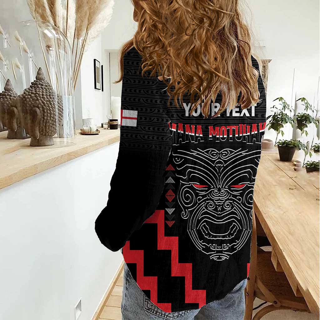 Personalised Toitu Te Tiriti Mana Maori Motuhake Women Casual Shirt Aotearoa Haka Face Mix Poutama Art LT14 - Polynesian Pride