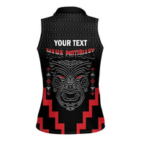 Personalised Toitu Te Tiriti Mana Maori Motuhake Women Sleeveless Polo Shirt Aotearoa Haka Face Mix Poutama Art