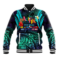Personalised Pasifika Festival Auckland Baseball Jacket 2024 Pacific Islands Polynesian Pattern LT14 Unisex Purple - Polynesian Pride