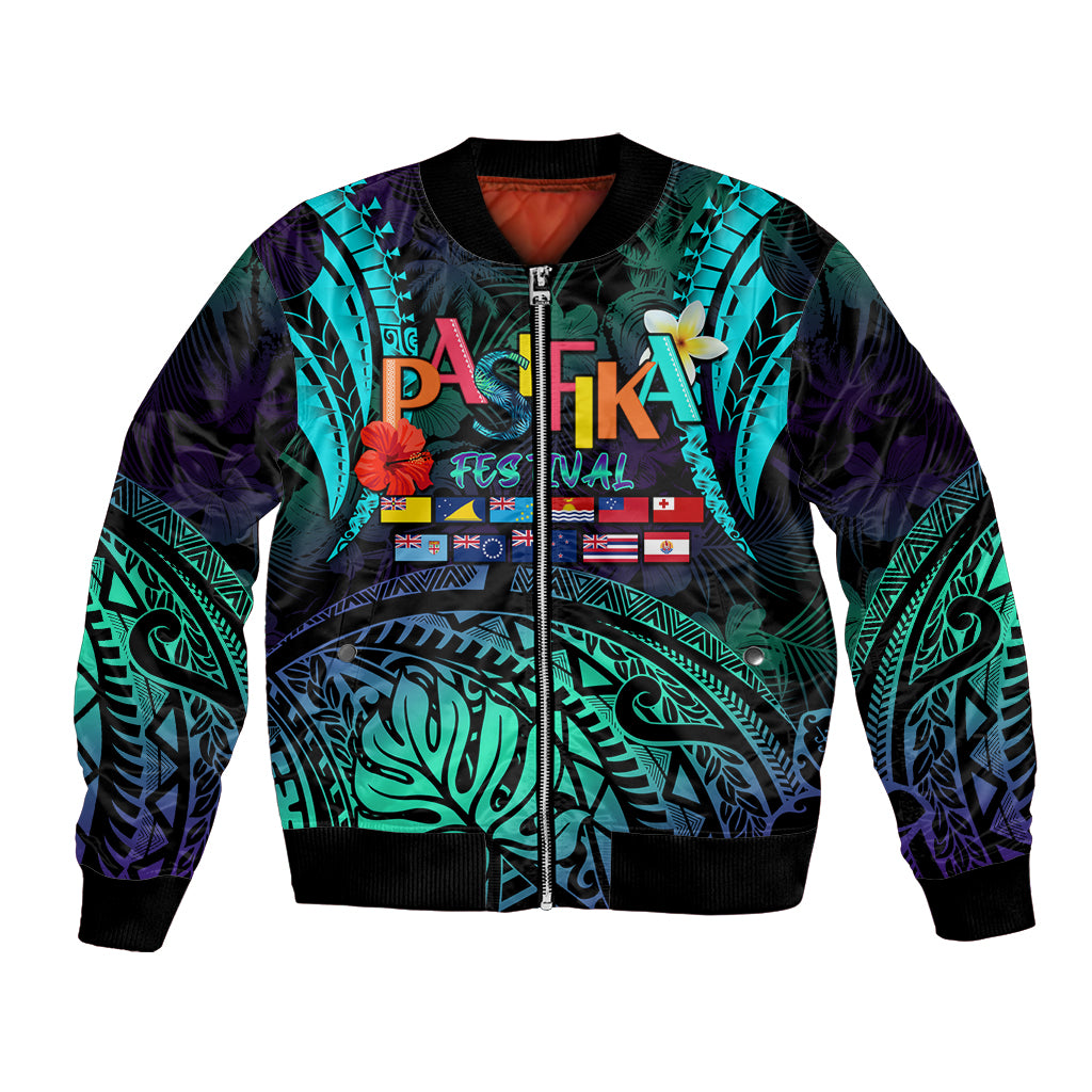 Personalised Pasifika Festival Auckland Bomber Jacket 2024 Pacific Islands Polynesian Pattern LT14 Unisex Purple - Polynesian Pride