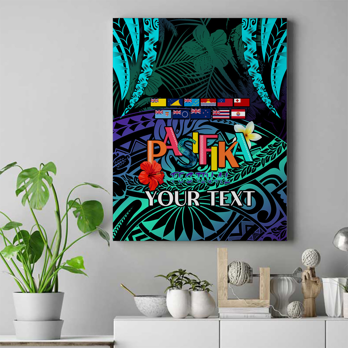 Personalised Pasifika Festival Auckland Canvas Wall Art 2024 Pacific Islands Polynesian Pattern LT14 Purple - Polynesian Pride