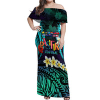 Personalised Pasifika Festival Auckland Off Shoulder Maxi Dress 2024 Pacific Islands Polynesian Pattern LT14 Women Purple - Polynesian Pride