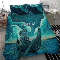 Personalised New Zealand Waitangi Day Bedding Set Hei Tiki With Maori Waka - Whakarare Pattern