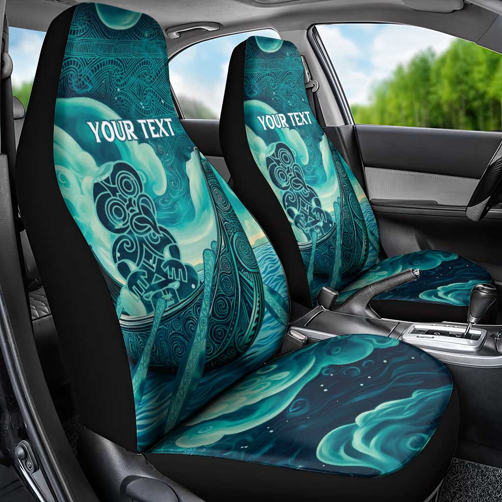 Personalised New Zealand Waitangi Day Car Seat Cover Hei Tiki With Maori Waka - Whakarare Pattern