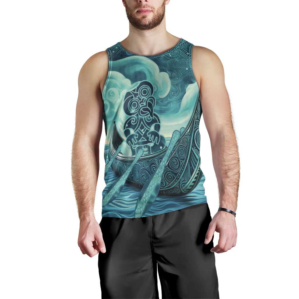 Personalised New Zealand Waitangi Day Men Tank Top Hei Tiki With Maori Waka - Whakarare Pattern