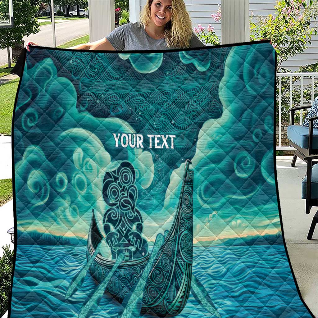 Personalised New Zealand Waitangi Day Quilt Hei Tiki With Maori Waka - Whakarare Pattern