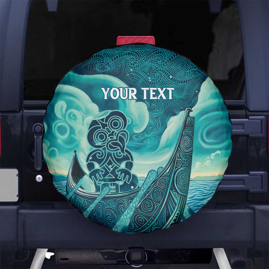 Personalised New Zealand Waitangi Day Spare Tire Cover Hei Tiki With Maori Waka - Whakarare Pattern