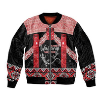 Toitu Te Tiriti O Waitangi Sleeve Zip Bomber Jacket Maori Wharenui With Taniko Motifs
