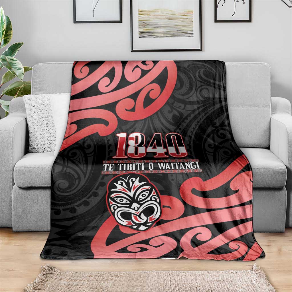 New Zealand 1840 Waitangi Day Blanket Aotearoa Haka Mask - Red Version