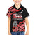 New Zealand 1840 Waitangi Day Family Matching Off The Shoulder Long Sleeve Dress and Hawaiian Shirt Aotearoa Haka Mask - Red Version