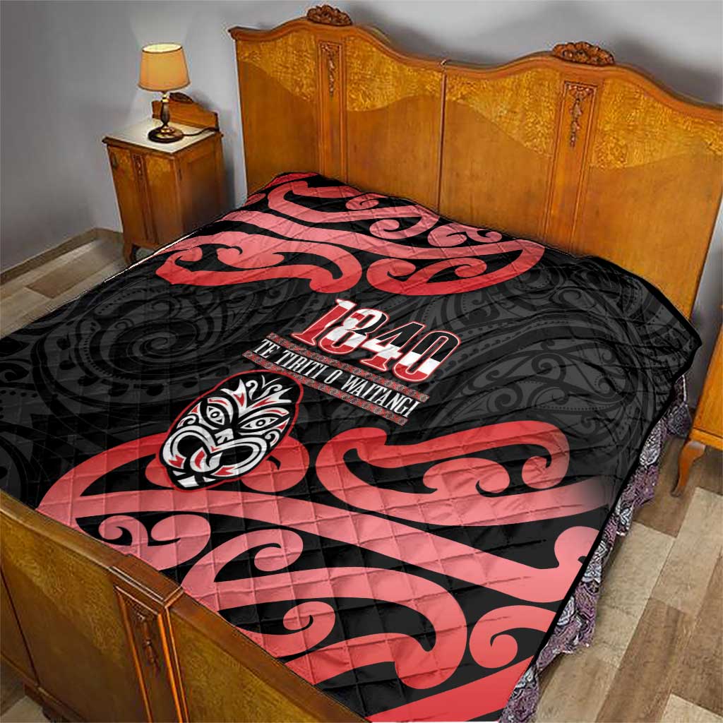 New Zealand 1840 Waitangi Day Quilt Aotearoa Haka Mask - Red Version