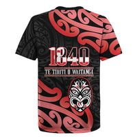 New Zealand 1840 Waitangi Day Rugby Jersey Aotearoa Haka Mask - Red Version LT14 - Polynesian Pride