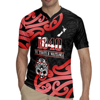 New Zealand 1840 Waitangi Day Rugby Jersey Aotearoa Haka Mask - Red Version LT14 - Polynesian Pride