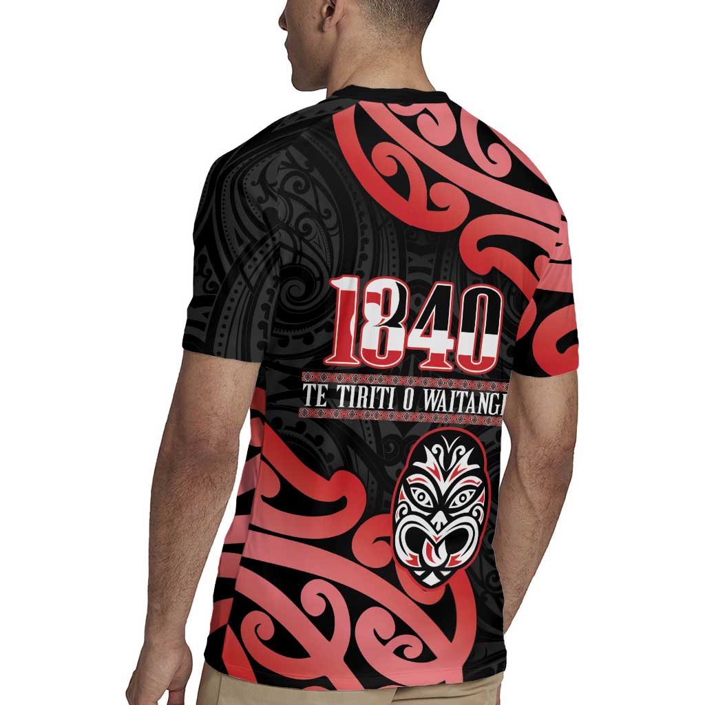 New Zealand 1840 Waitangi Day Rugby Jersey Aotearoa Haka Mask - Red Version LT14 - Polynesian Pride