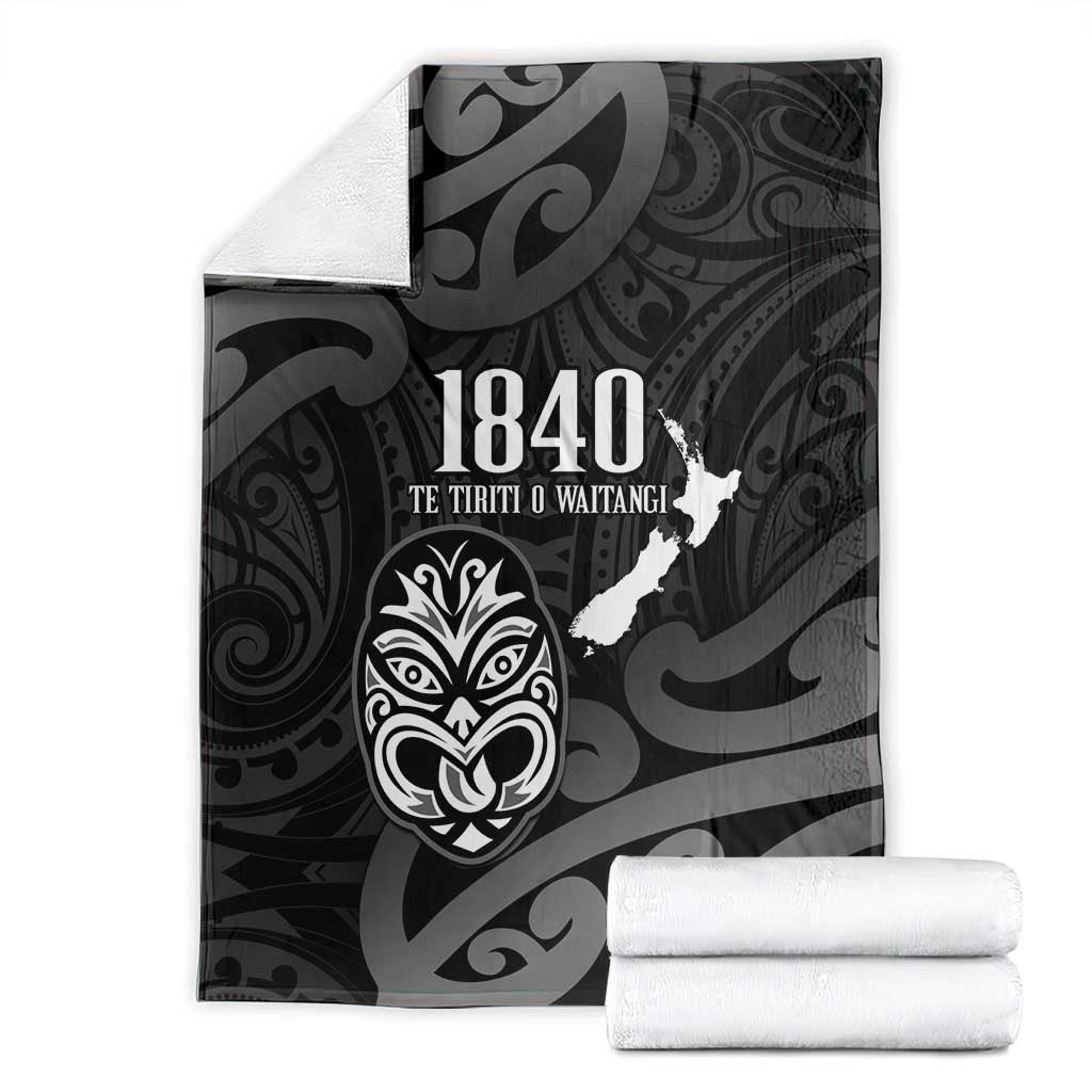 New Zealand 1840 Waitangi Day Blanket Aotearoa Haka Mask - Black Version