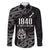 New Zealand 1840 Waitangi Day Family Matching Off The Shoulder Long Sleeve Dress and Hawaiian Shirt Aotearoa Haka Mask - Black Version