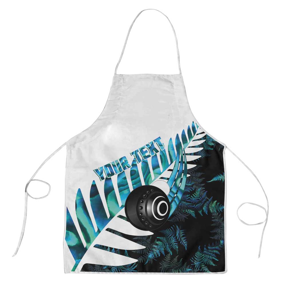 New Zealand Lawn Bowls Custom Apron Aotearoa Silver Fern Paua Shell LT14 Black - Polynesian Pride