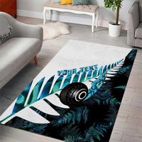 New Zealand Lawn Bowls Custom Area Rug Aotearoa Silver Fern Paua Shell - Polynesian Pride