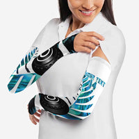 New Zealand Lawn Bowls Custom Arm Sleeves Aotearoa Silver Fern Paua Shell - Polynesian Pride