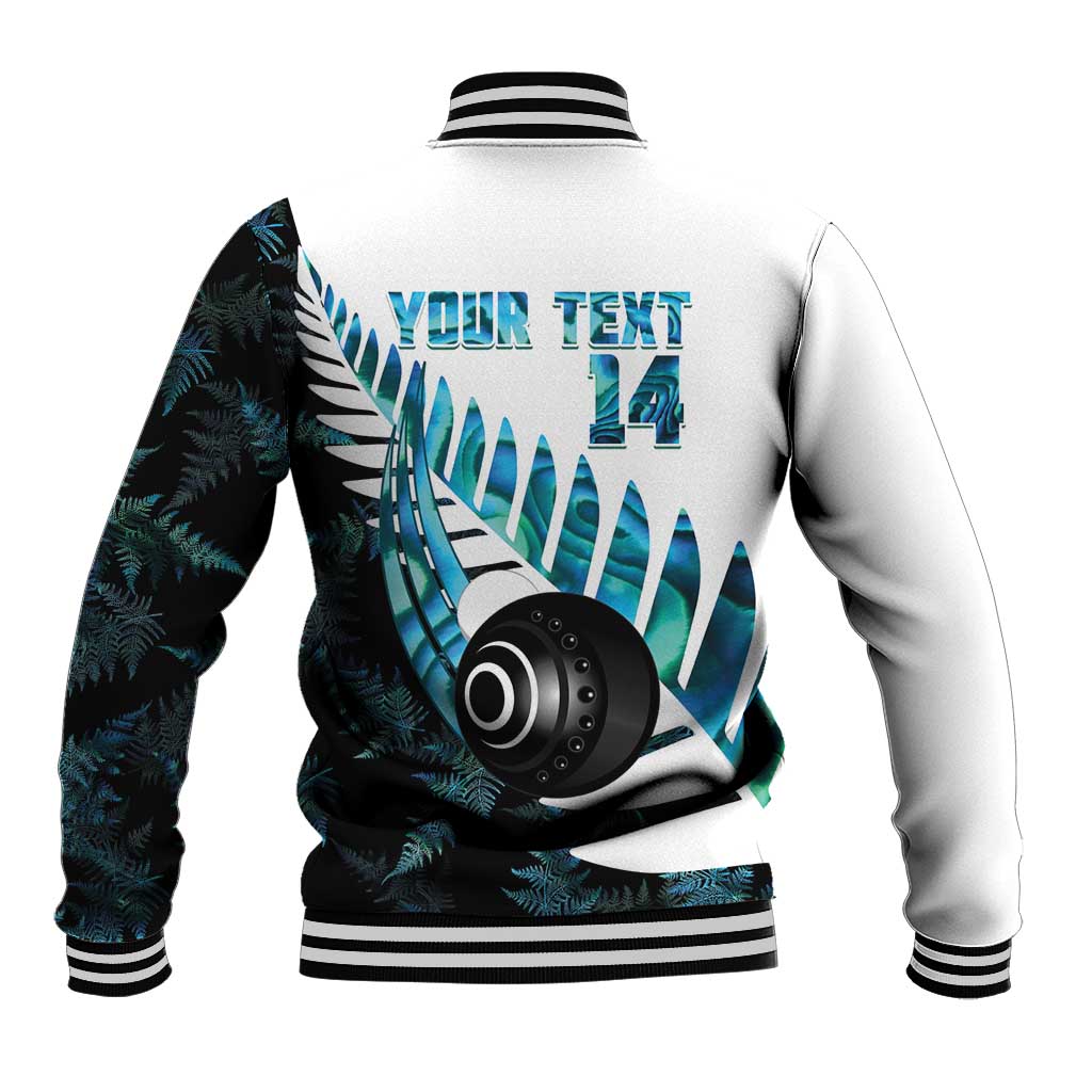 New Zealand Lawn Bowls Custom Baseball Jacket Aotearoa Silver Fern Paua Shell - Polynesian Pride