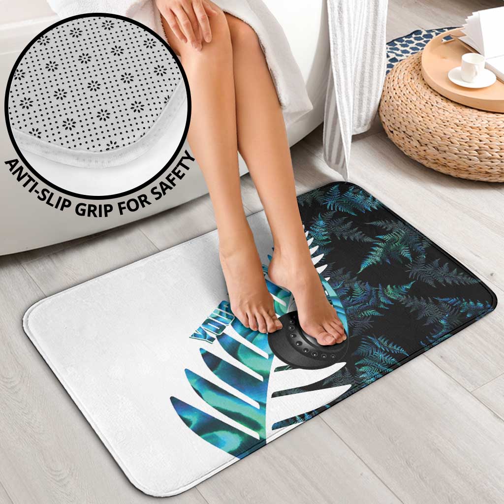 New Zealand Lawn Bowls Custom Bathroom Set Aotearoa Silver Fern Paua Shell - Polynesian Pride